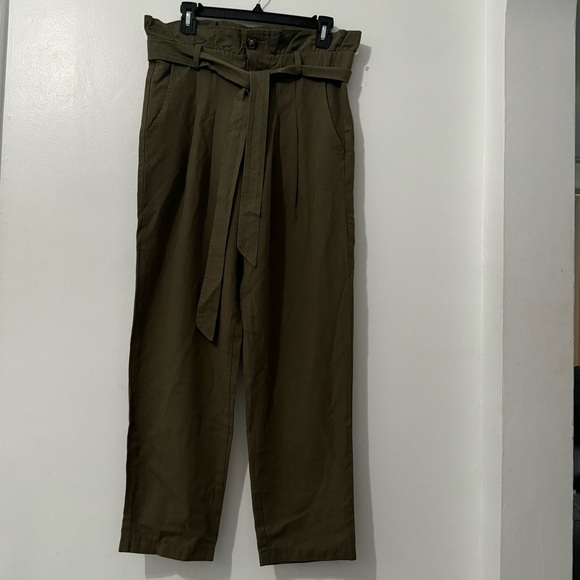 AVEC LES FILLES | Olive Green Paperbag Ankle Pants | S - Picture 3 of 6